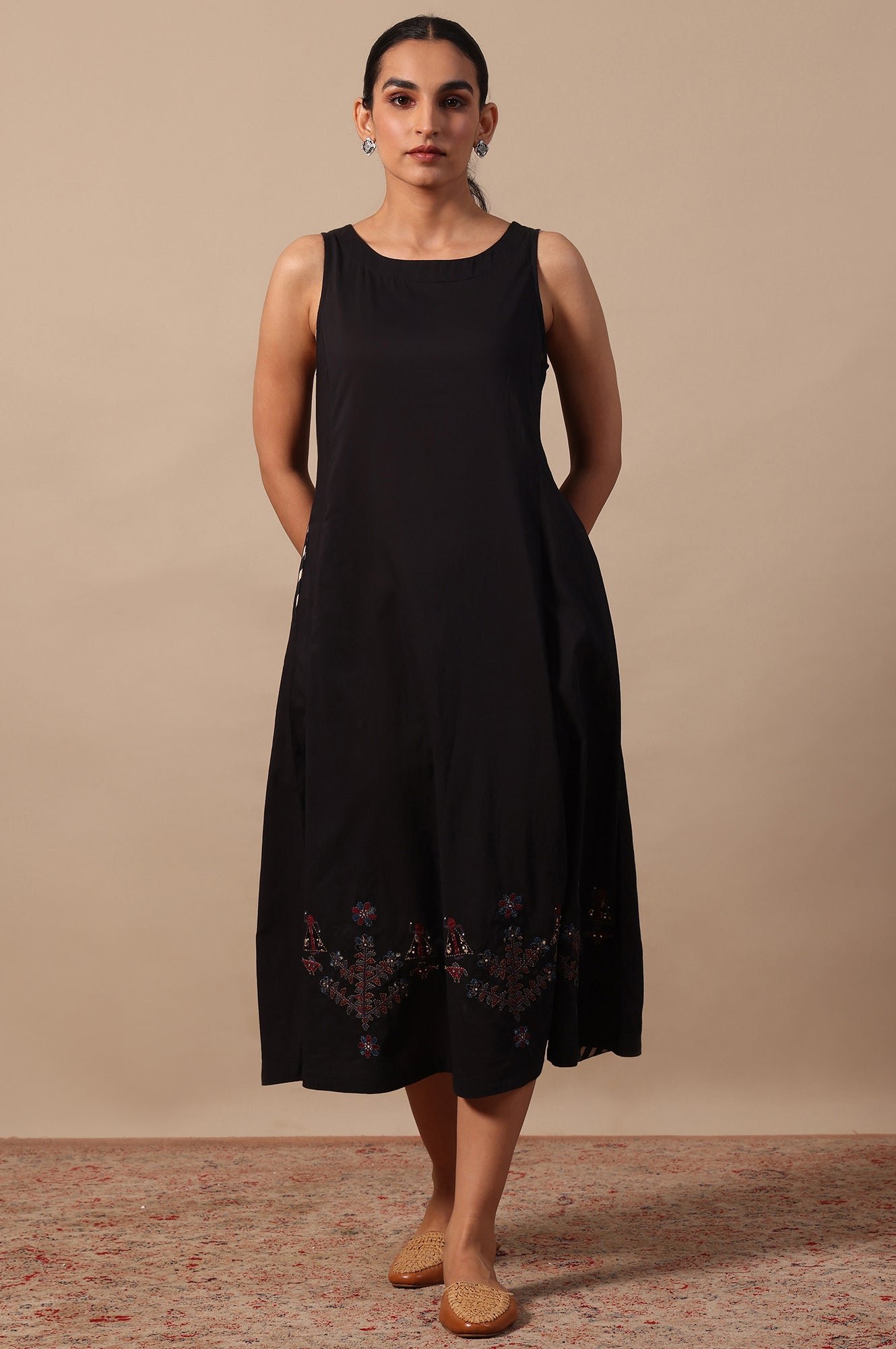 Solid Flared Pure Cotton Dress - View 8
